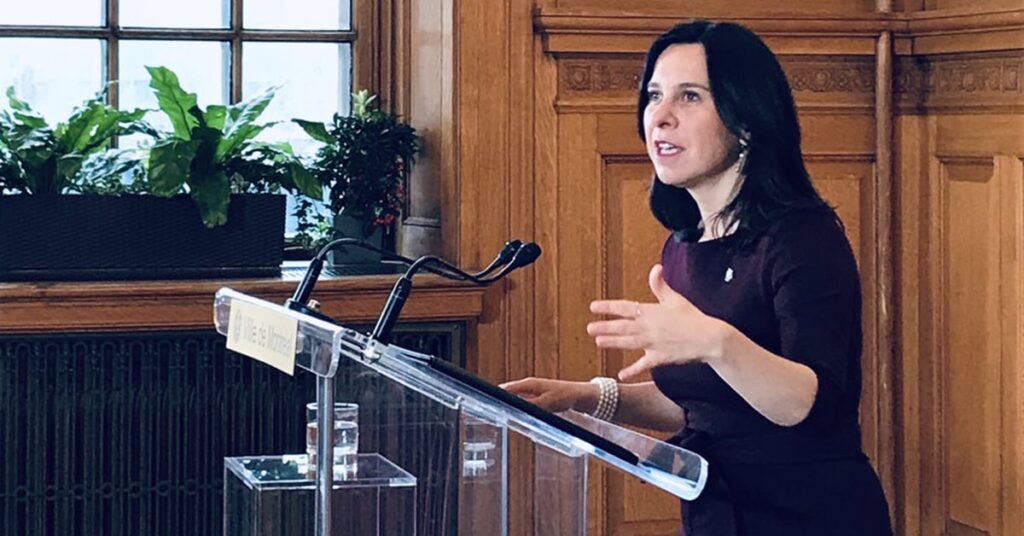 Montreal Mayor Valerie Plante reacts to Mount Royal project report