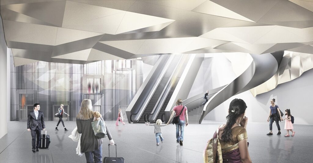 REM Trudeau Airport station and travel times