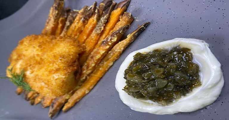 Breaded Cod with Seaweed Relish Dip